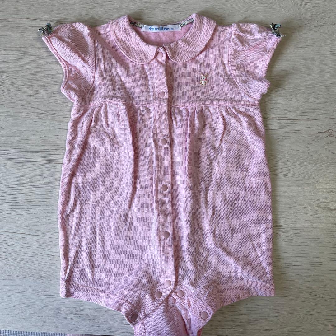 familiar ピンクロンパース 80 - メルカリ