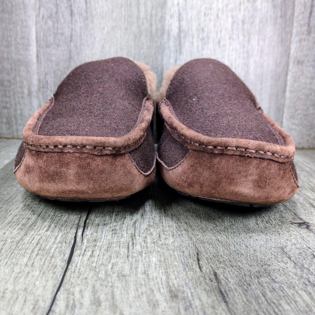 UGG 27.0cm モカシン ウール調 テキスタイル ブラウン Z004
