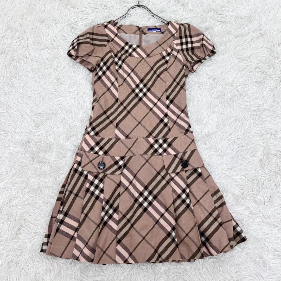 バーバリーブルーレーベル ワンピース ノバチェック フレンチスリーブ
