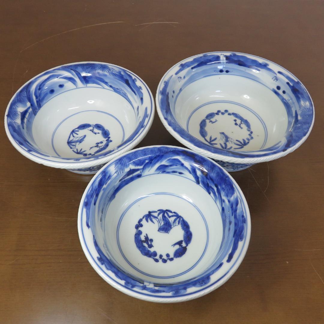 三ッ組 三ッ丼 鉢 丼 松竹梅 山 窯傷あり 江戸後期 三ッ組 三ッ丼 鉢 丼 松竹梅 山 窯傷あり 江戸後期 - メルカリ