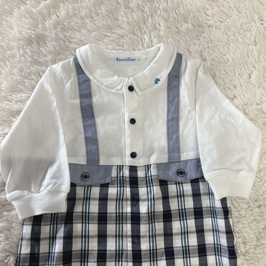 ほぼ未使用 ファミリア familiar 70 カバーオール 男の子 車 - メルカリ