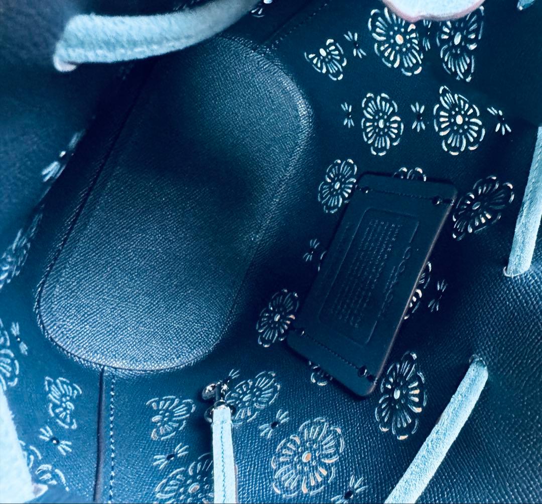 COACH ティーローズ パンチング スエード バケットバッグ 斜めがけ