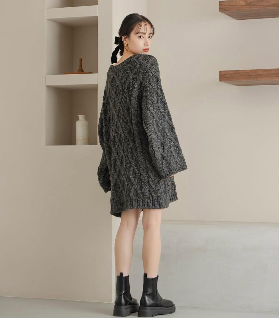 hinari ケーブル編みニットワンピ hinari（ヒナリ） ワンピース ケーブル編みニットワンピ : ZOZOTOWN