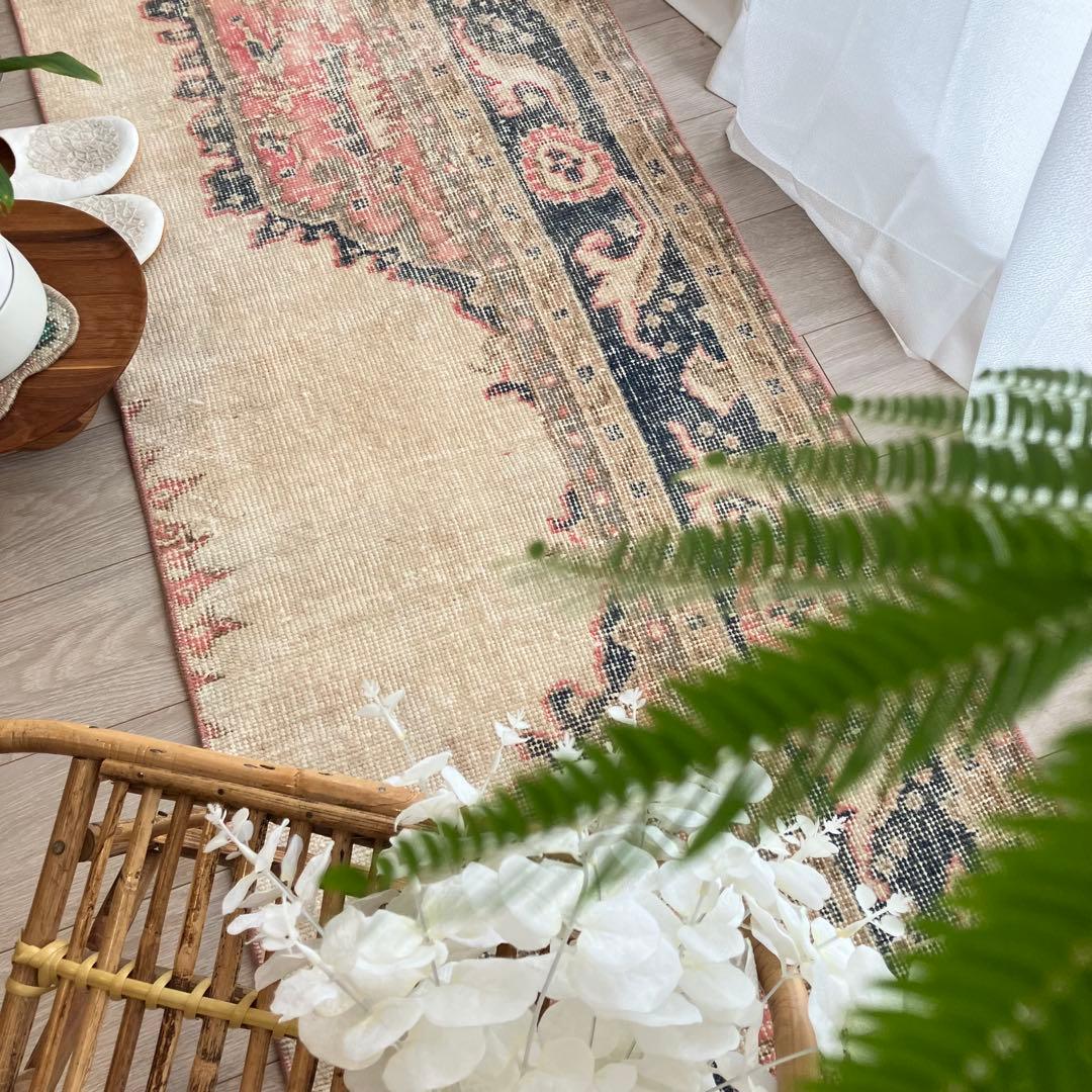 ペールミルキー✳︎62×147✳︎ピンク ライン深ブルー トルコ