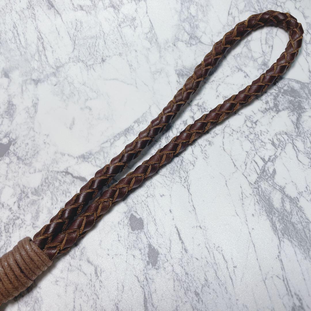 磁石様】DOUBLE RL レザー 編み込み キーホルダー キーリング