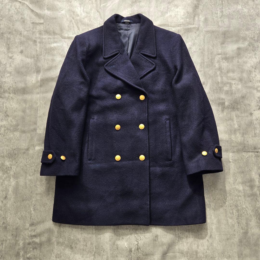 HANAE MORI スクールコート 紺ブレ ダブル　金ボタン ネイビー 日本製 HANAEMORI SCHOOLSIENNE/ハナエモリスクールジェンヌ】ネイビーウール