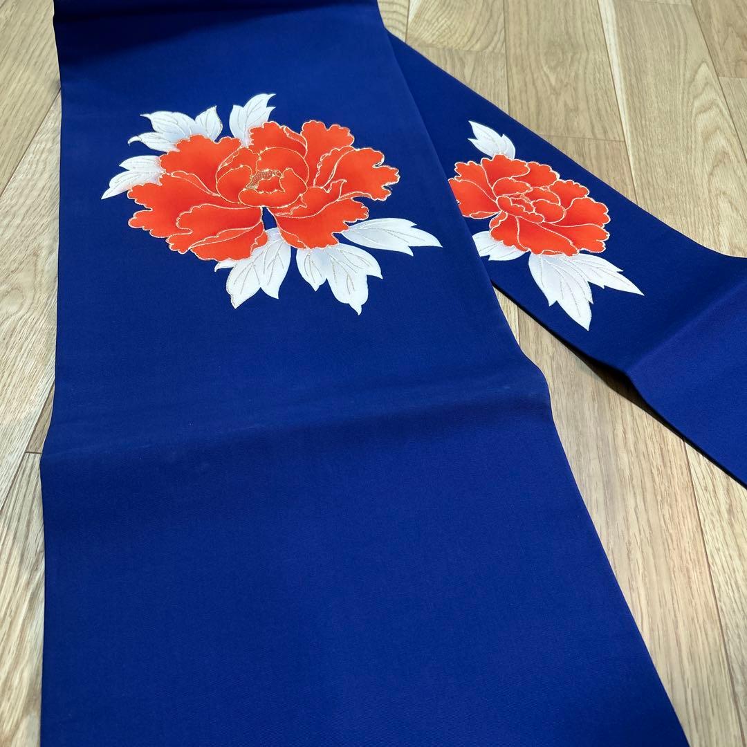 塩瀬 九寸名古屋帯 駒刺繍 牡丹文 正絹 金彩 579 - メルカリ