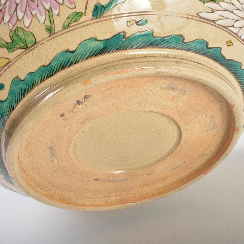 須佐焼 古須佐 明治期 色絵 菊花文鉢 十四代土谷道仙識箱 V R6072C