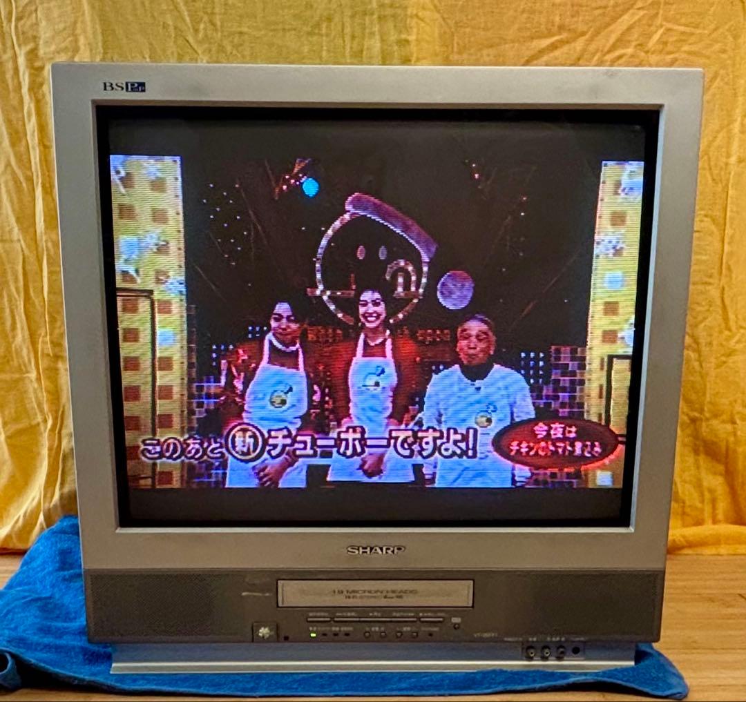 SHARP VHSビデオデッキ付25型フラットブラウン管テレビシャープ