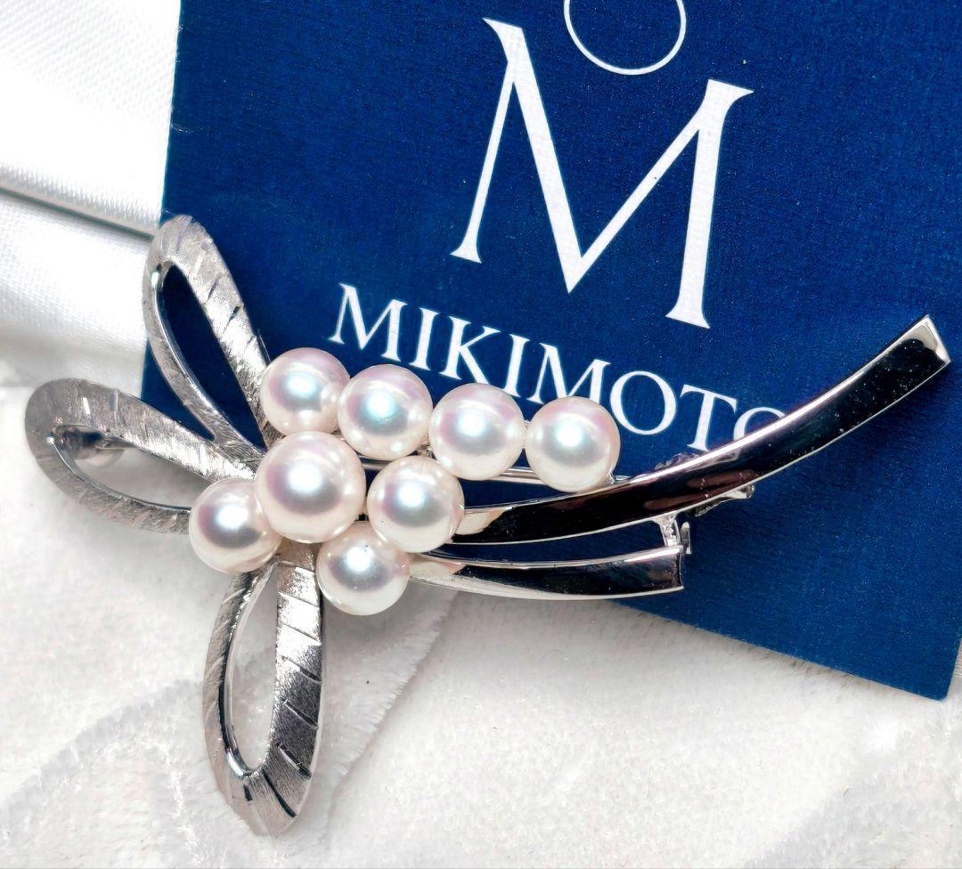 【極美品 最高級】ミキモト ブローチ パール リボン 8珠 皇室御用達 極美品 最高級】ミキモト ブローチ パール フォーマル 皇室御用達 正規