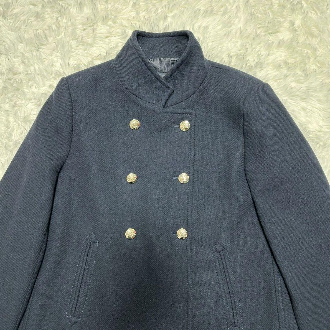 美品】ZARA ダブルブレストハイネックウールブレンドコート 金ボタン L