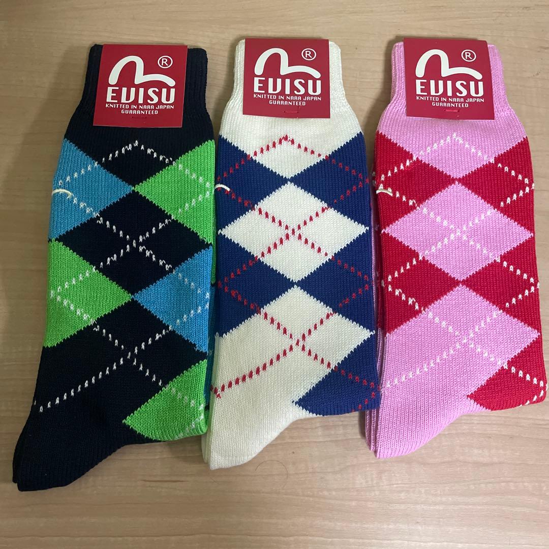 新品　廃盤　デッドストック　EVISU エヴィス ソックス　アーガイル　3足 2026年最新】EVISU ソックスの人気アイテム - メルカリ