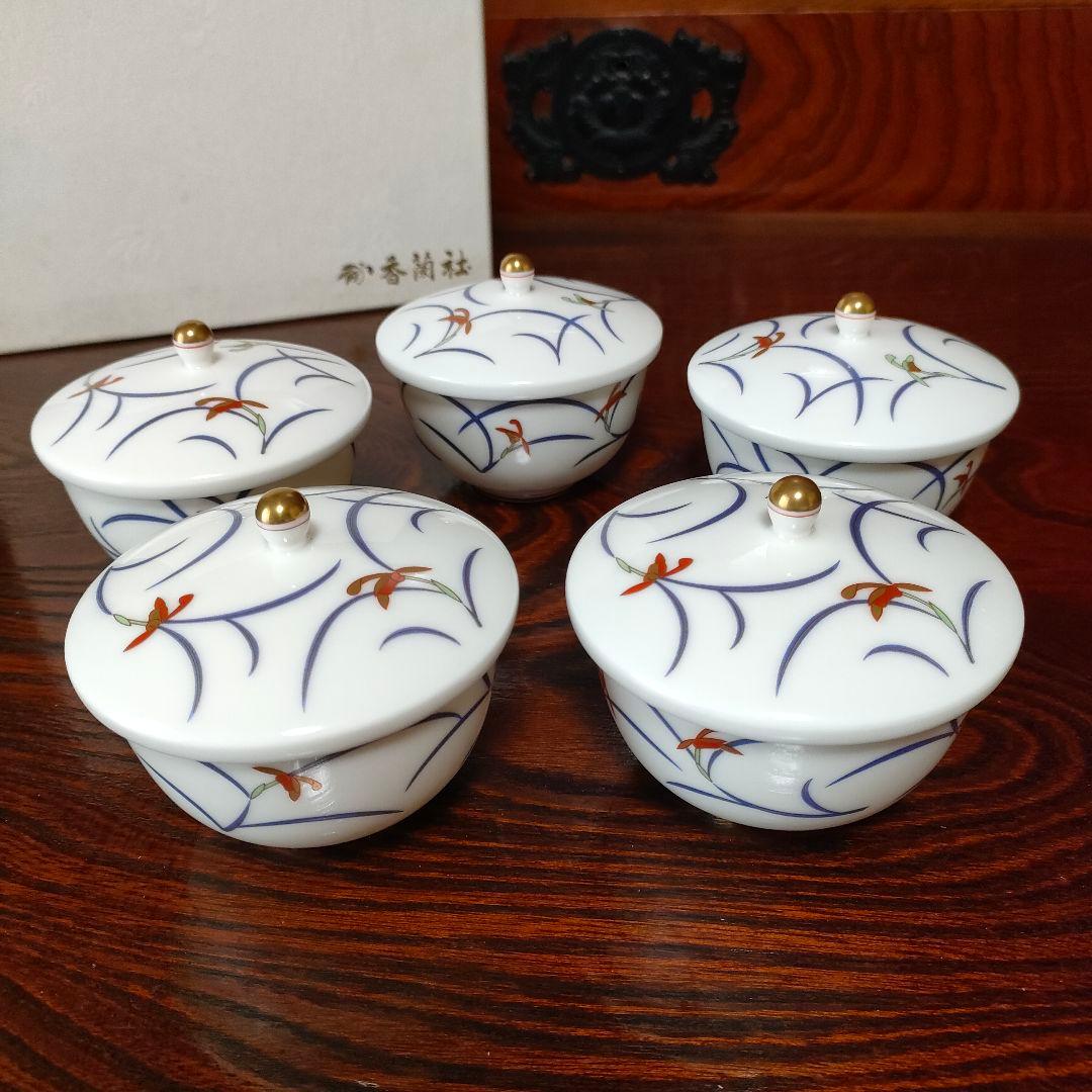 未使用】香蘭社 湯呑 蓋つき湯呑 蘭 5客 ＃W100CF - メルカリ