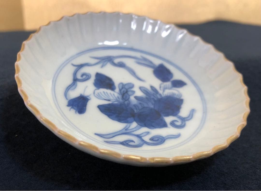 割引❗️《レ》幕末 伊万里 染付 豆皿10客 口縁輪花しのぎ手 1f