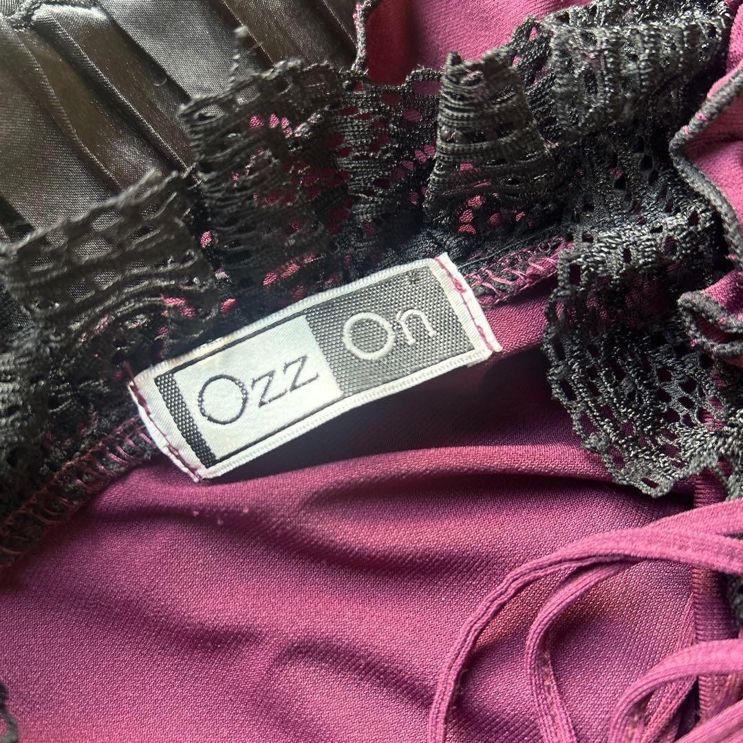 OZZ ONESTE パープル レースアップひざ丈ワンピース［商品番号3