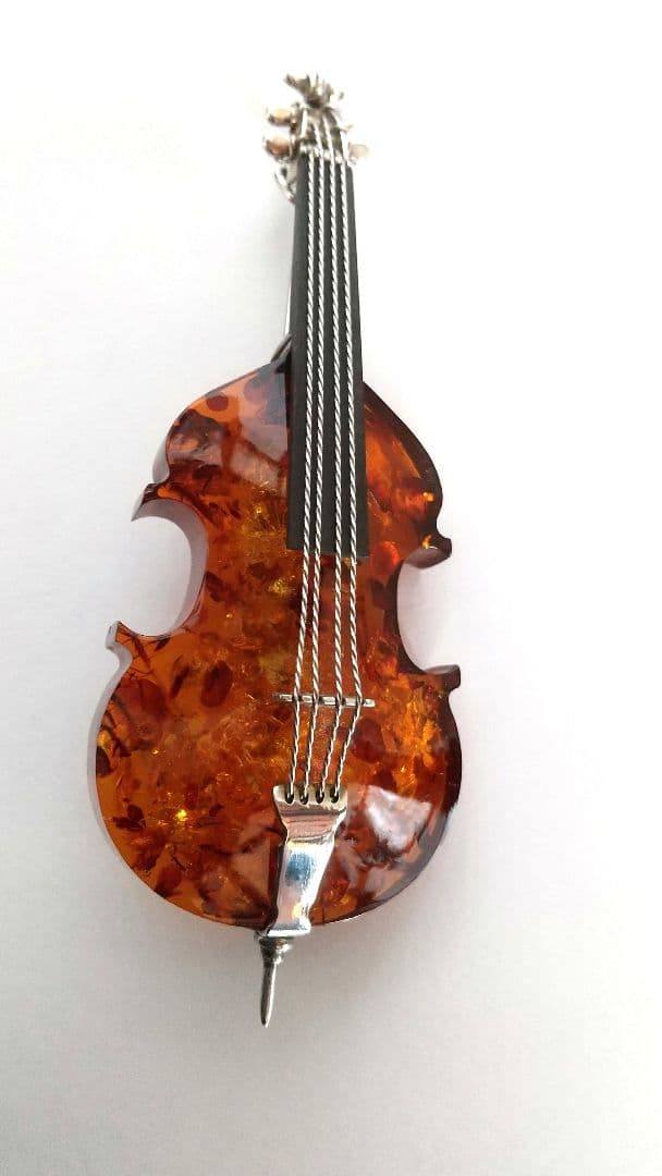 琥珀 シルバーブロ―チ (チェロ) SV925 シルバー ブローチ 《チェロ》 Rhメッキ仕上 音楽雑貨