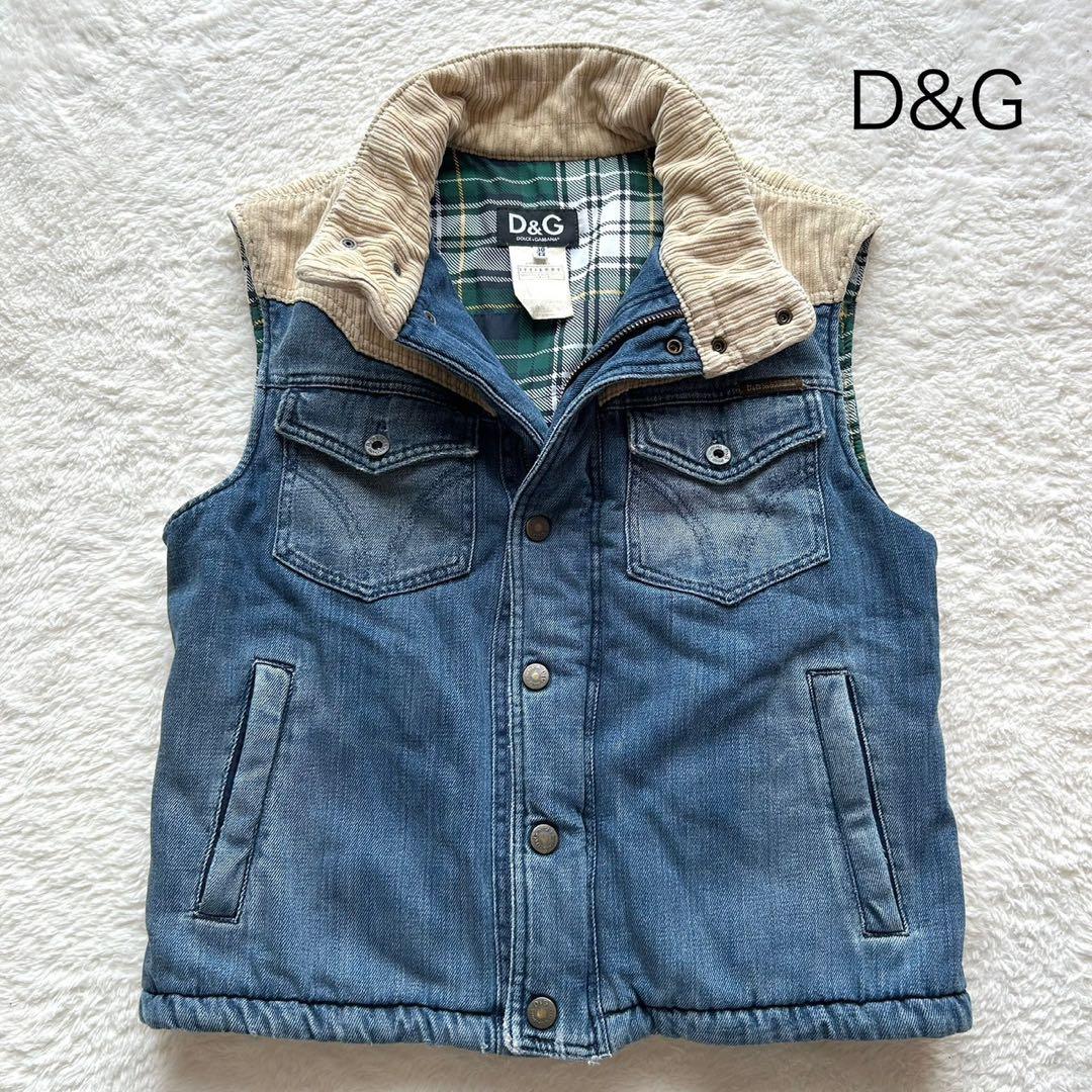 【美品】DOLCE & GABBANA デニム コーデュロイ切替ベスト YK2 美品】DOLCE & GABBANA デニム コーデュロイ切替ベスト YK2