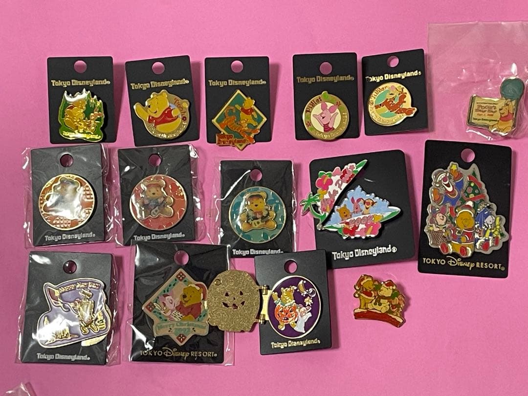 ●TDL ディズニーランド　プーさん　ピンバッジ　セット　レトロ くまのプーさん - レア くまのプーさん ピンズ セット ディズニー