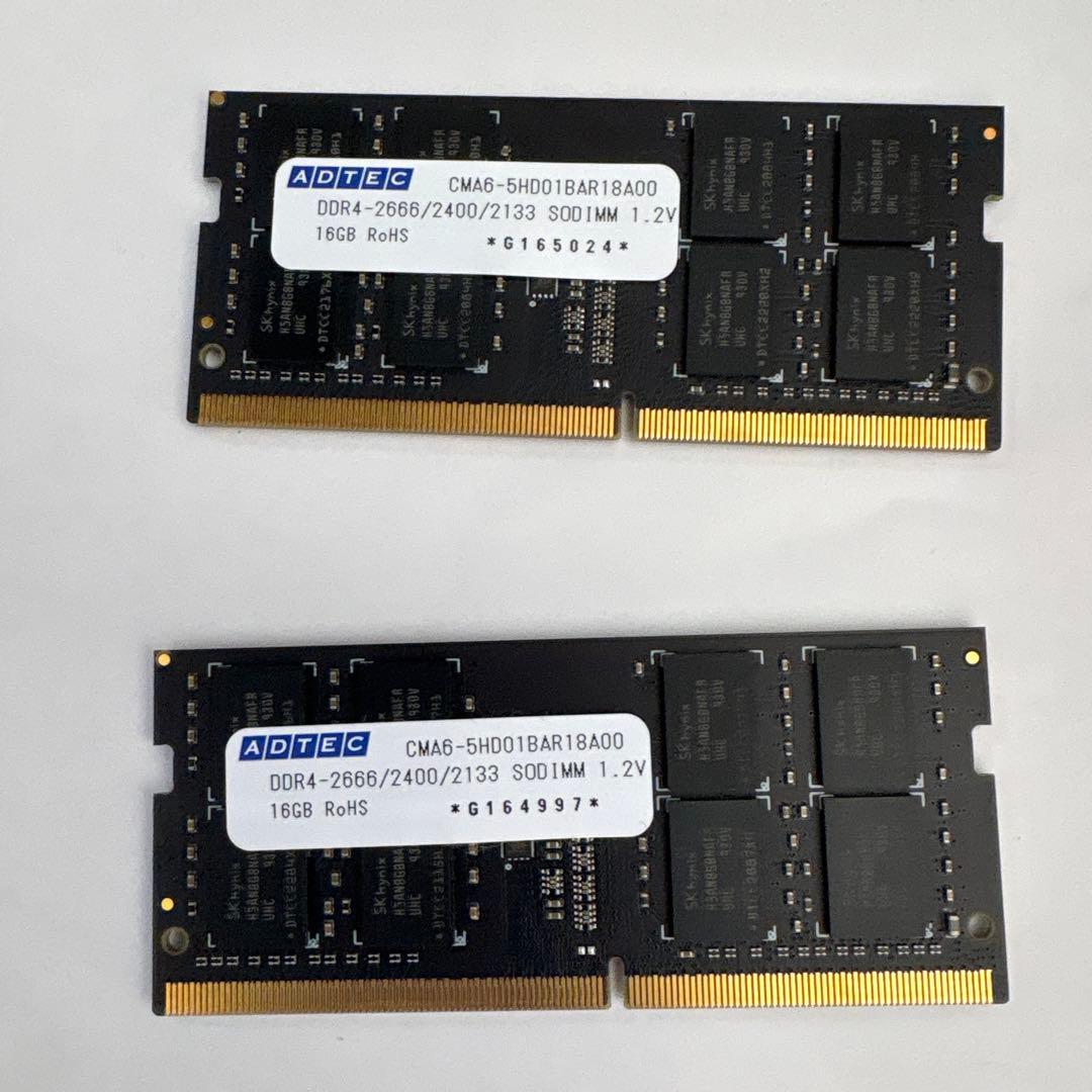 ADTEC DDR4 16GB 2枚メモリ 2666MHz合計32GB - メルカリ