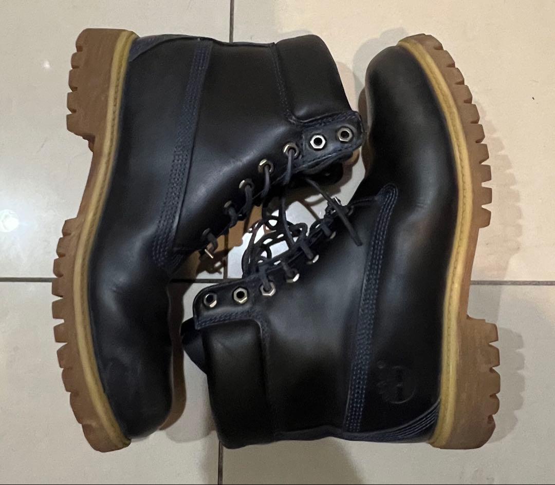 美品Timberland premium boots navy 値下げ可能 - メルカリ