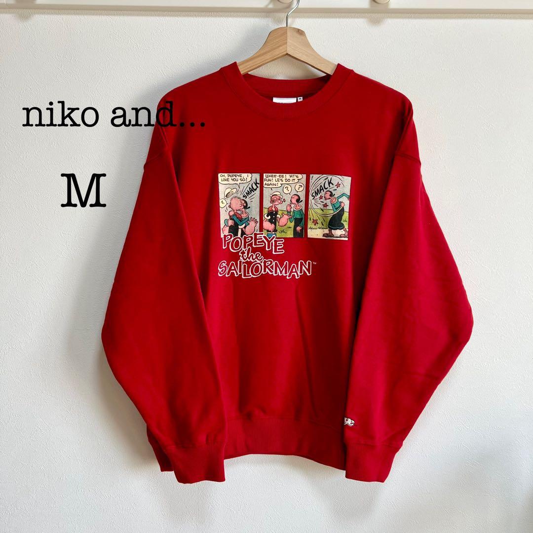 美品】ニコアンド ポパイ レッド スウェット Mサイズ ユニセックス
