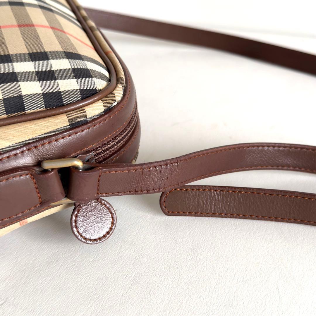 バーバリー ショルダーバッグ ノバチェック 旧ロゴ 月桂樹 キャンバス