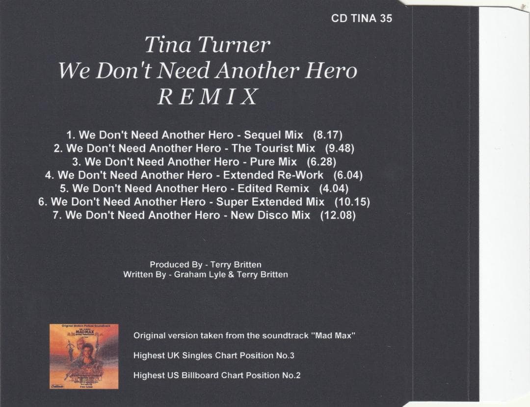 Tina Turner 孤独のヒーロー REMIX リミックス集 CD オンラ