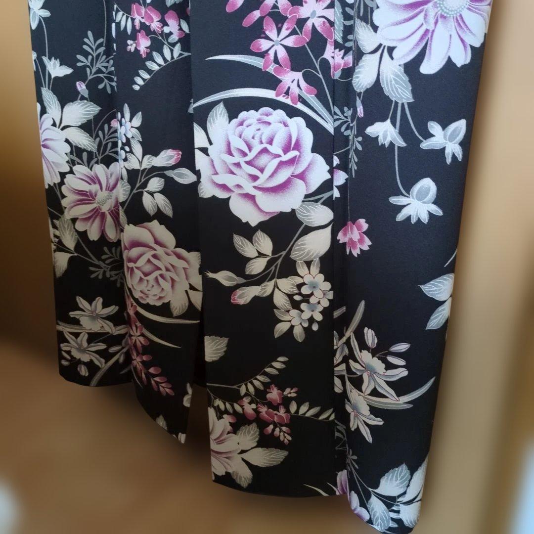 黒地に花柄の小紋着物 撫松庵 プレタМサイズ - メルカリ