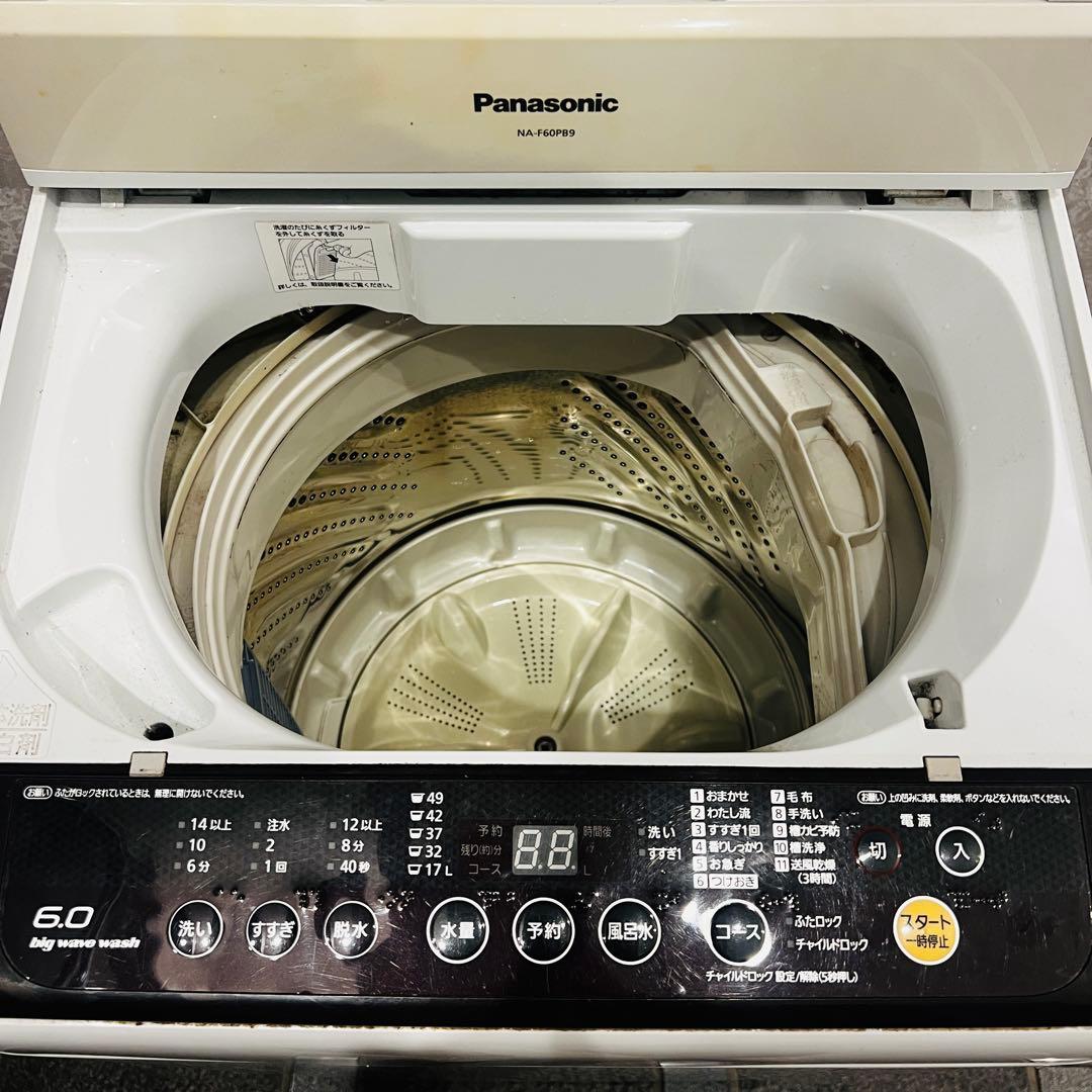 2 大阪無料配送 Panasonic 洗濯機 NA-F60PB9 6.0kg