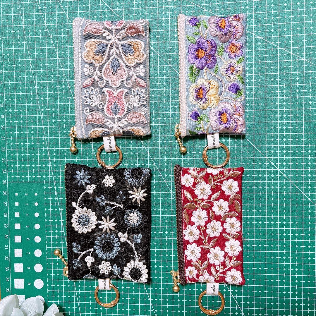 インド刺繍リボン ポーチ マルチポーチ ハンドメイド ミニポーチ