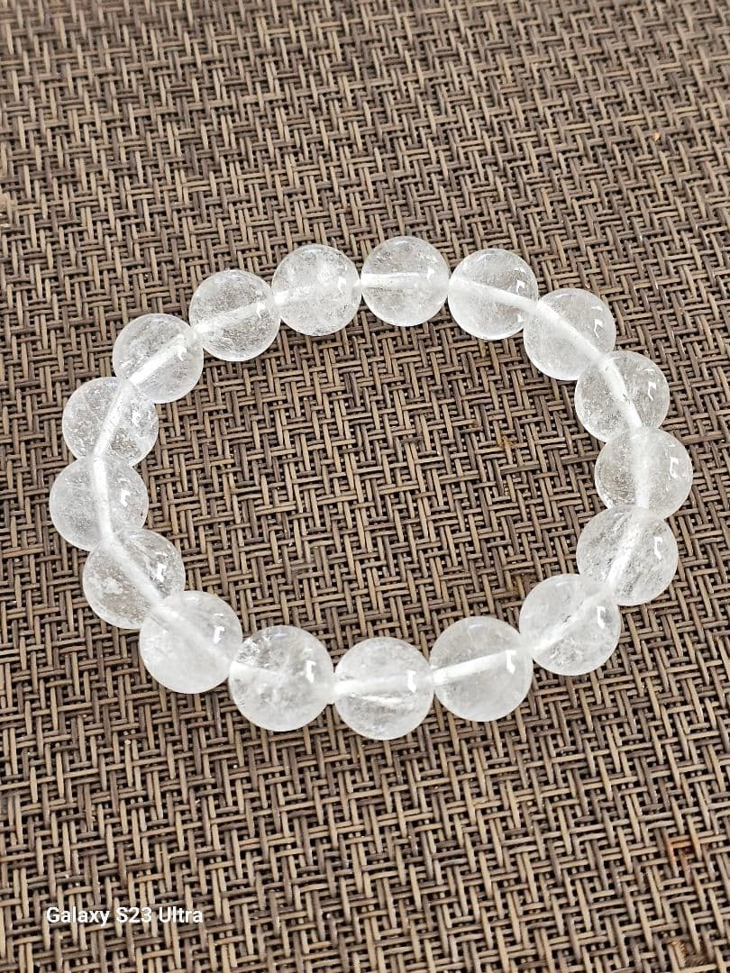 黒平産水晶１２mm１７玉ブレスレツト BYS112 山梨県黒平産黒水晶12mm玉ブレスレット 山梨の職人が製作した