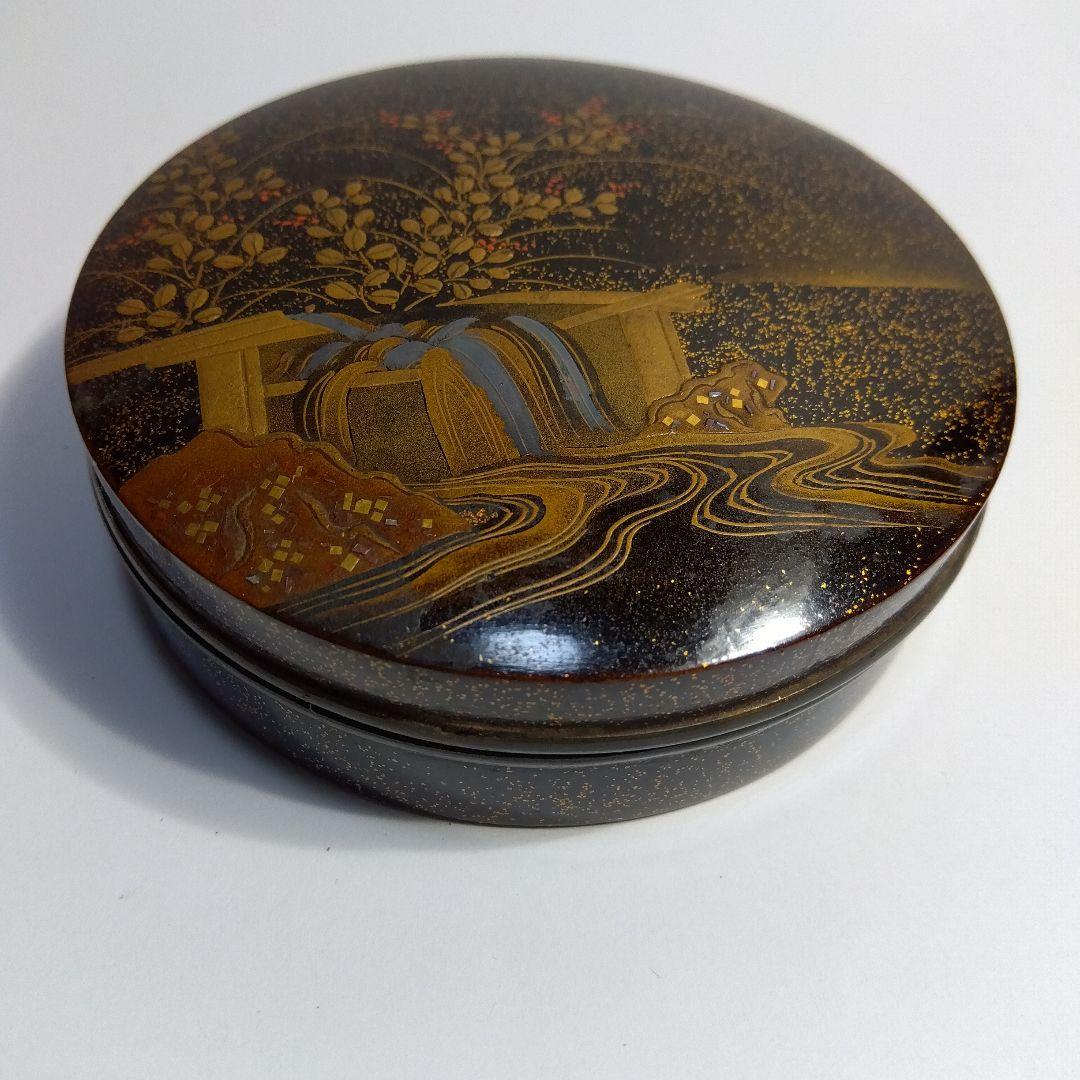 加賀蒔絵 漆器 時代 蒔絵金銀蒔絵草花文香合 細密 箱入り
