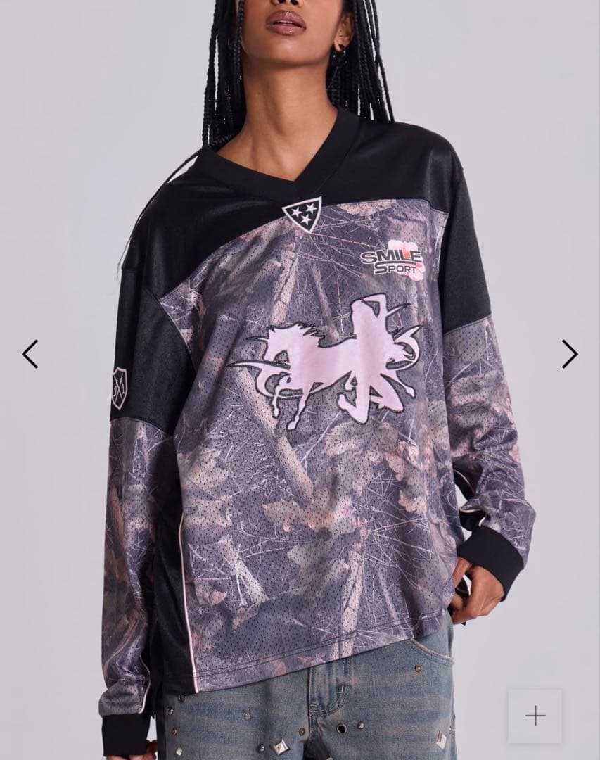 【JADED LONDON】Resident Hockey Camo Top Jaded London Resident Hater Graphic Camo Hockey Jersey | Urban