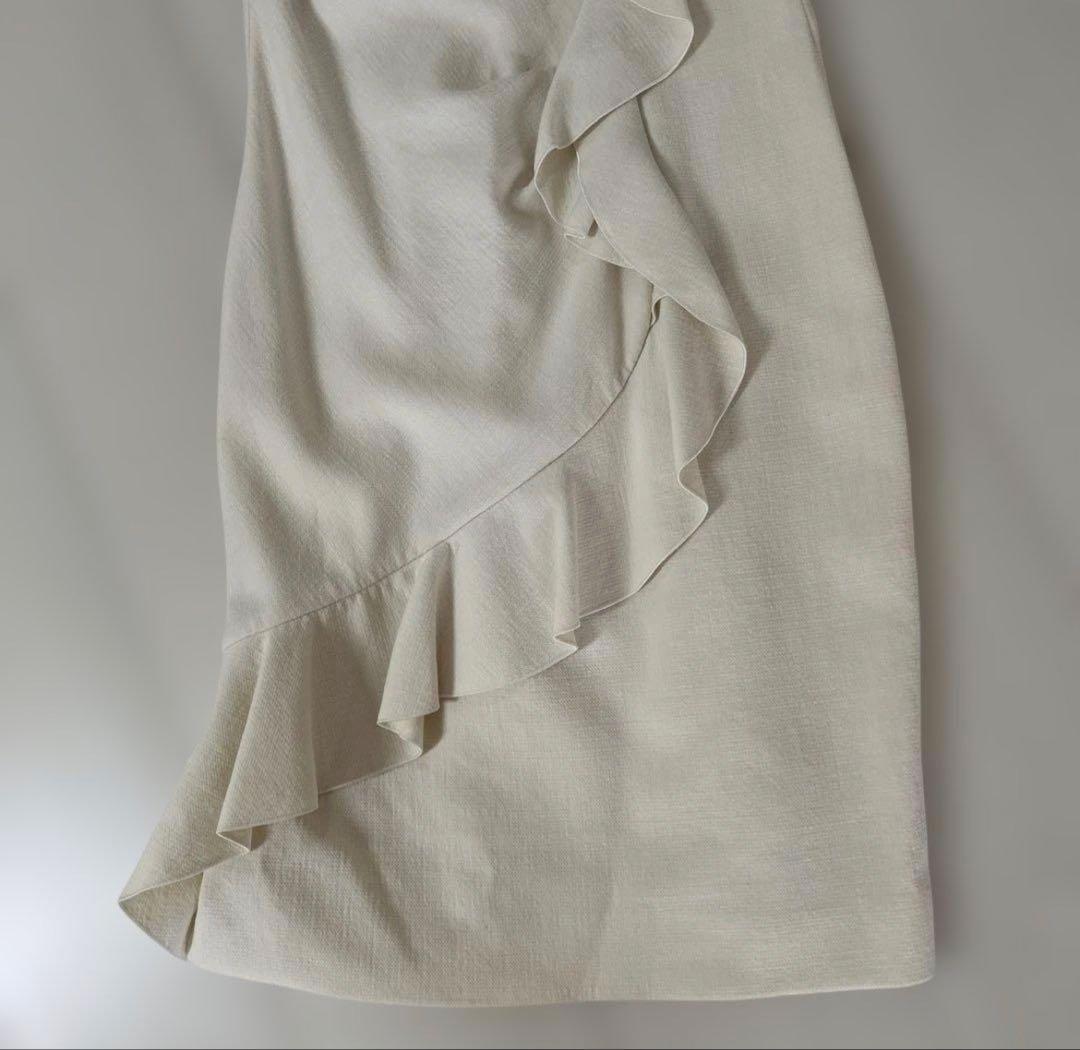 エミリオプッチ フリルノースリーブひざ丈ワンピース オフホワイト34