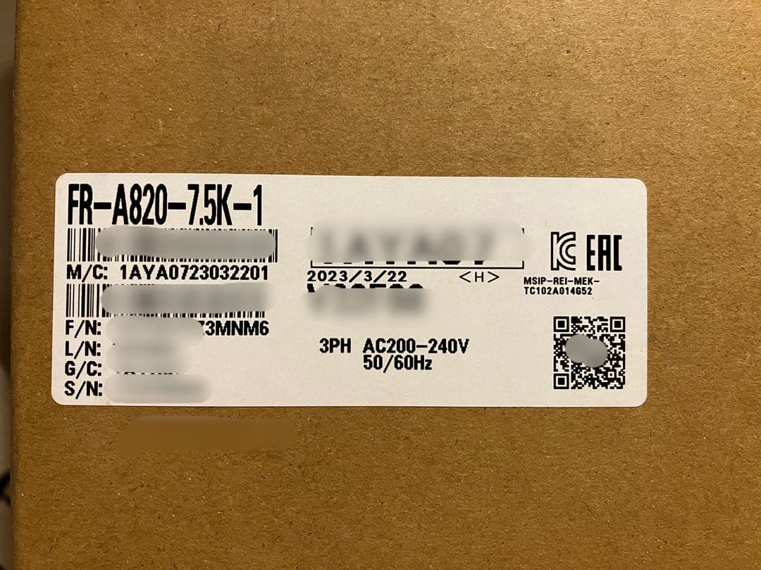 FR-A820-7.5K-1 三相インバータ-　三菱電気 三菱電機（MITSUBISHI ELECTRIC） FR-A820-7.5K-1(旧型番:FR-A820-7.5K