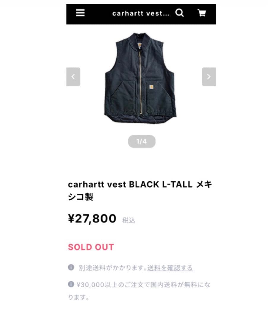 極美品❗️メキシコ製 Carhartt カーハート ダックベスト 厚手 黒M