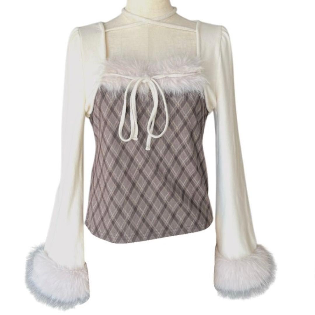 one way NOMAE ファー付きボレロ風トップス ブラウン系 - メルカリ