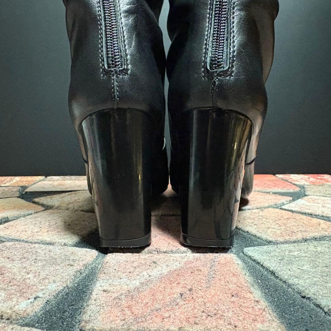 【美品】TOD'S ロングブーツ　22.5cm 本革 バックフルジップ　黒