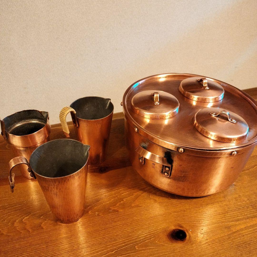 有次 　銅製鍋　酒燗器　アンテーク　ちろり ベルモント] 銅製チロリ 酒燗器 熱燗器 ちろり 銅 直火不可 湯煎使用
