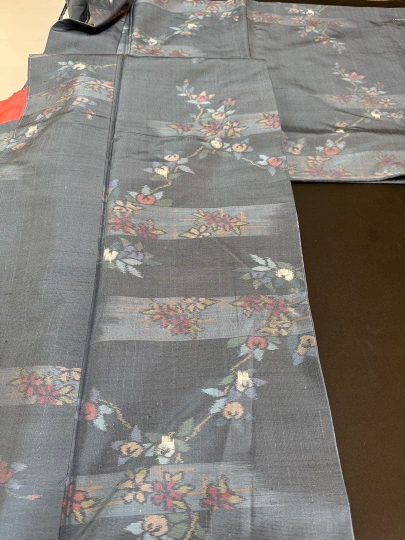 銘品新品】日本三大紬「信州上田紬」草木染 すみれ色「橘の花文様