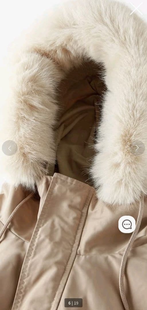 ドゥクラッセ 光沢グログラン・ファー使いモッズコート フード