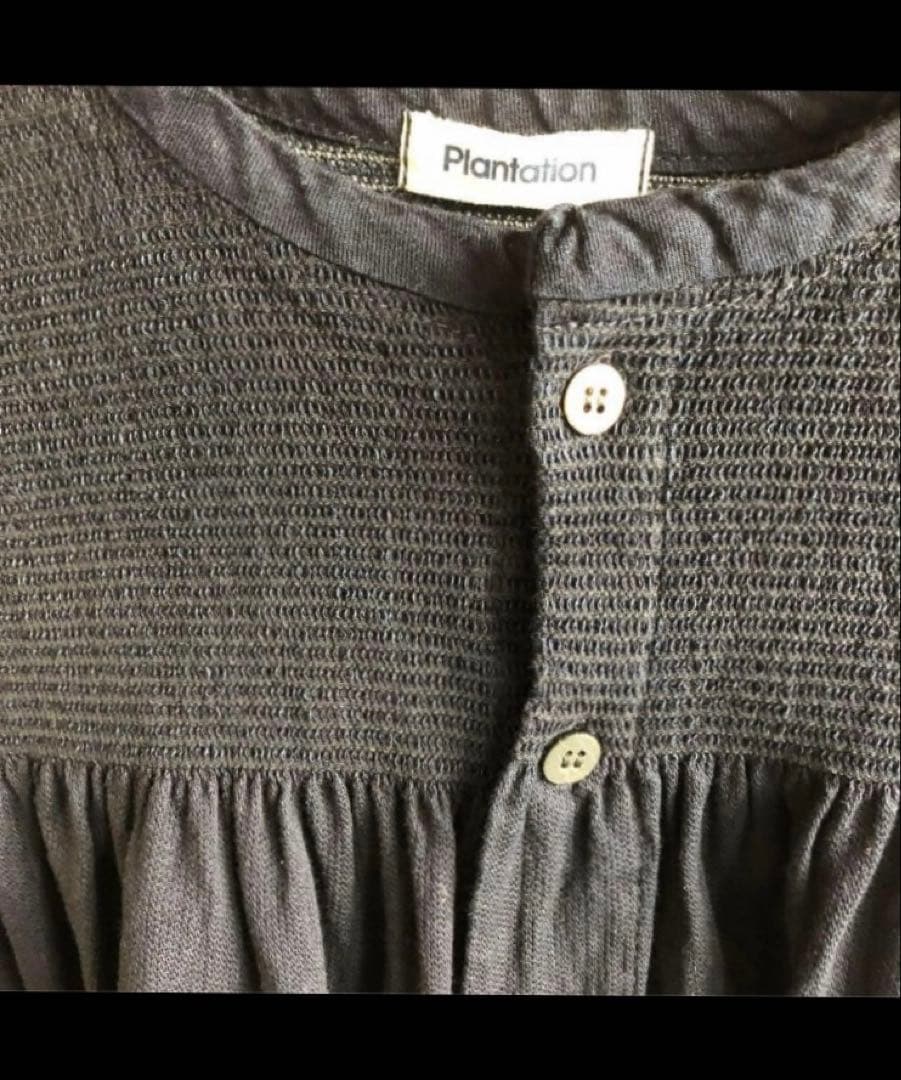 値下げ【美品】plantation シャーリングデニム ブラウス