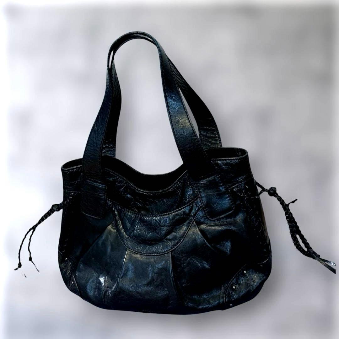 ANNA SUI アナスイ 本革レザー フリンジ スタッズ 蝶 ブラック y2k