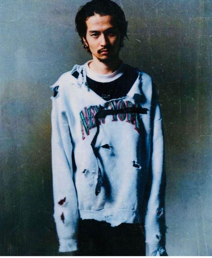 常田大希 半壊 クラッシュ NEW YORK ボロ加工 トレーナー スウェット