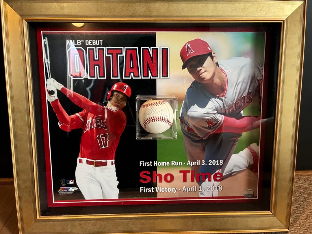 2018年MLBデビュー 大谷翔平 額縁付き直筆サインボール - メルカリ