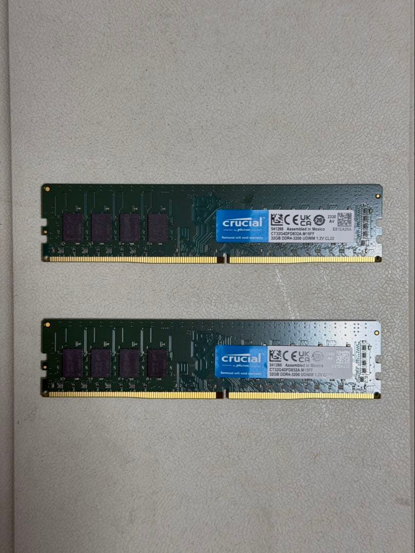 Crucial DDR4-3200 64GB (32GB×2) CP2K32G4DFRA32A [デスクトップ用 / DDR4 SDRAM（288pin） 64GB(32GB