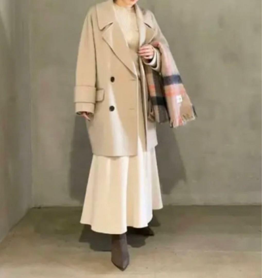 最終価格】Mila Owen フラップポケットハーフ丈コクーン接結コート