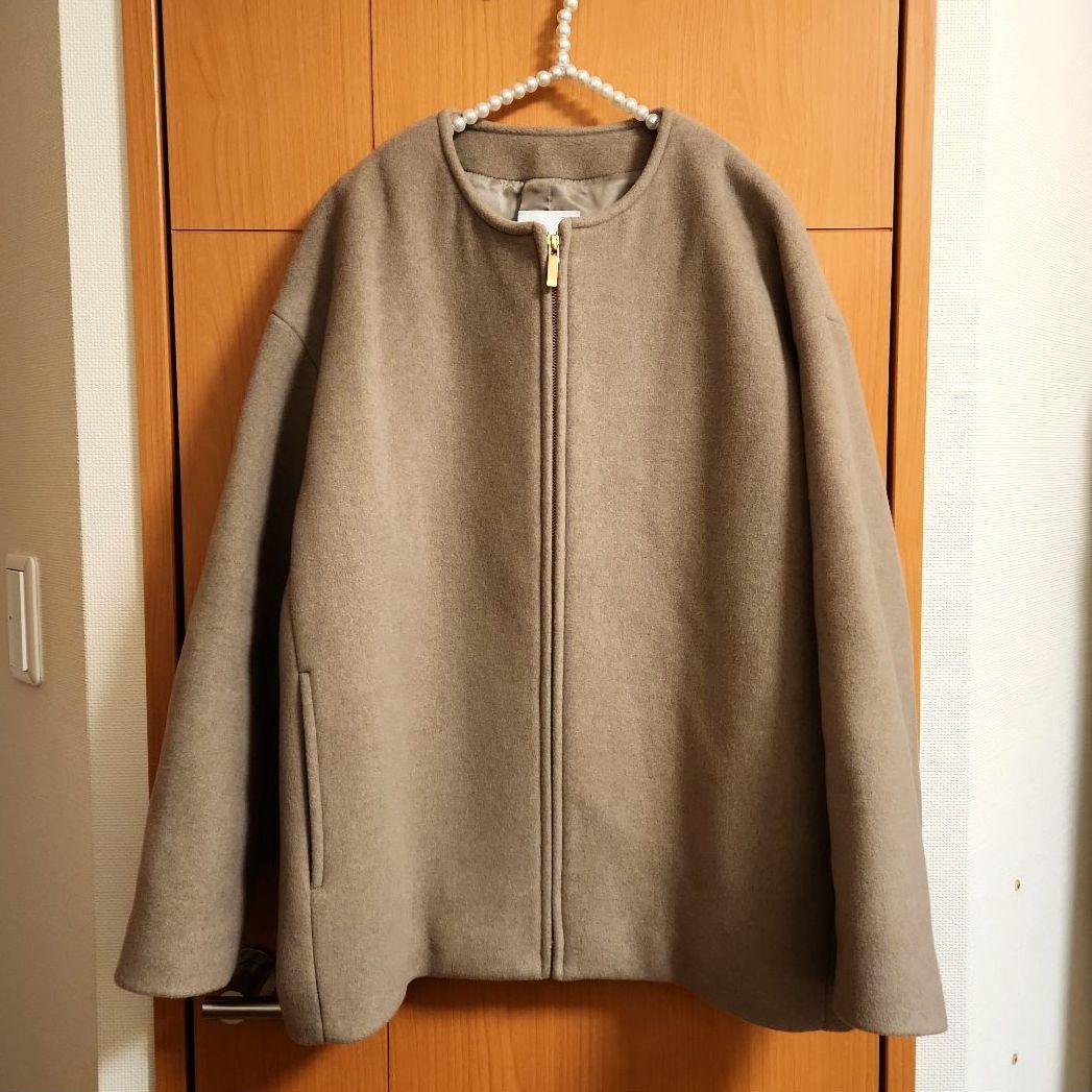 NOBLE ノーブル MTR カシミヤ カラーレス ジップ ショート コート