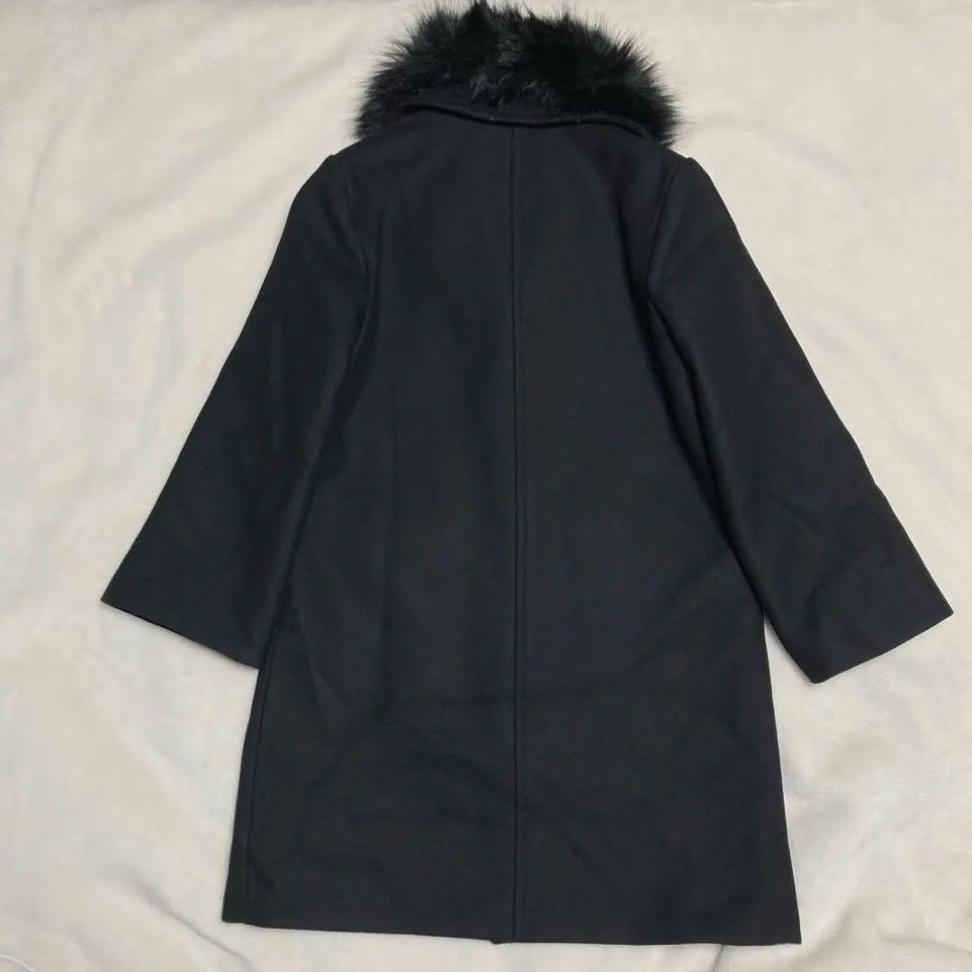 MANTECO ZARAイタリアンウールファー付 ロングコート L 金ボタン 黒