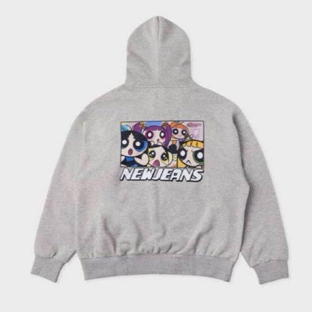 NEWJEANS パワーパフガールズ プリント フード付きパーカー グレー